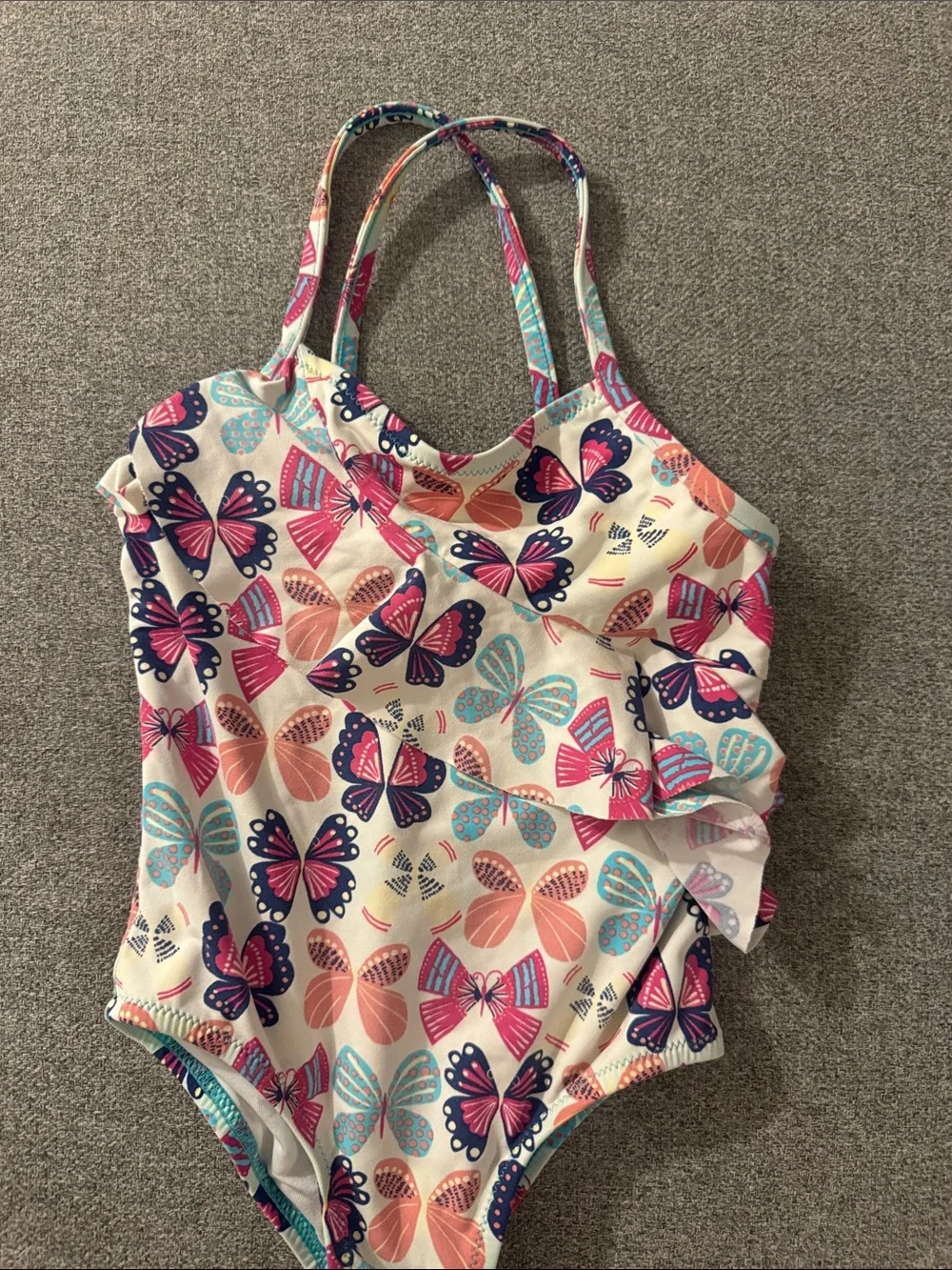 5/$15- Kids One-Piece Swimsuit with Butterfly Print - Pink, Blue, Peach